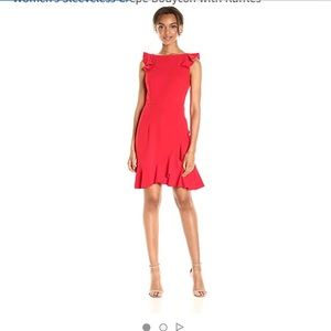 NWT Red Crepe Ruffle Bodycon Dress